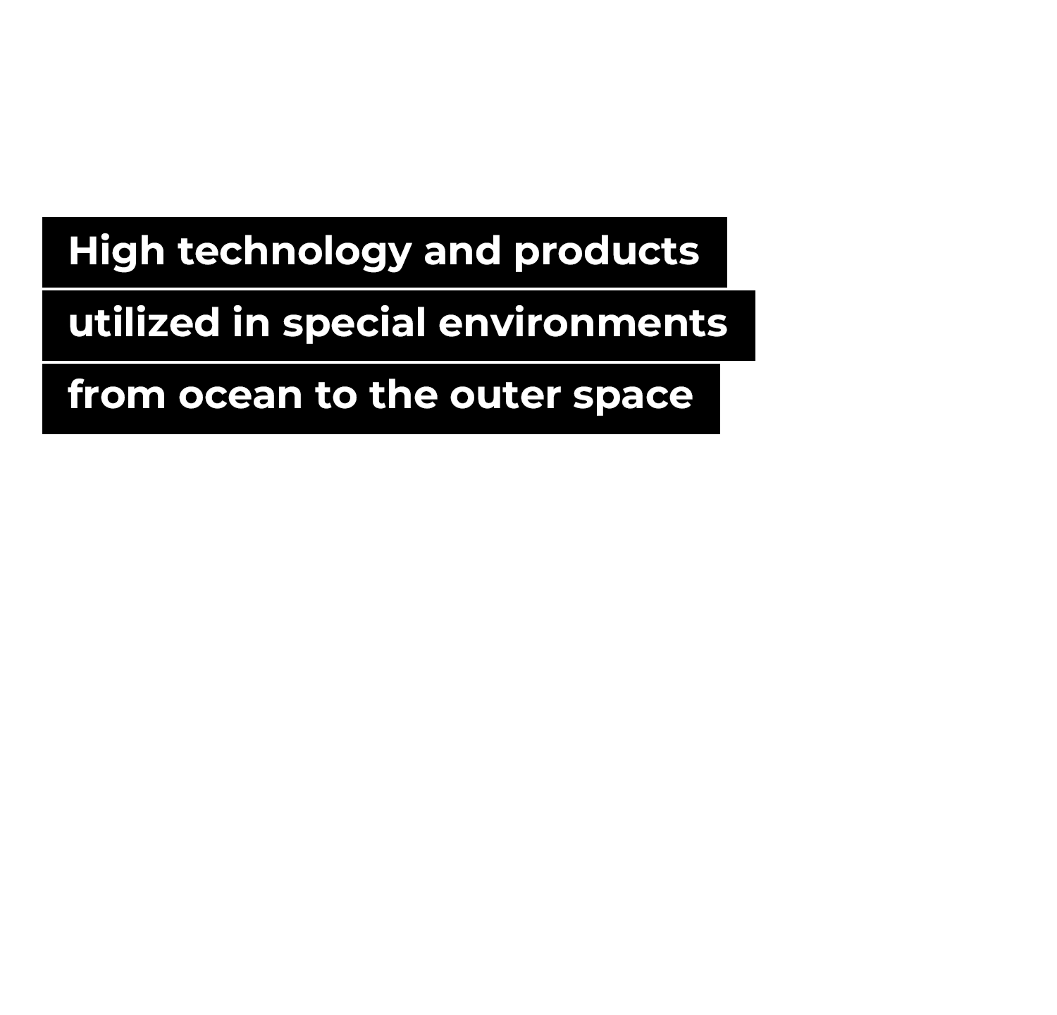 High technology and products utilized in special environments from ocean to the outer space